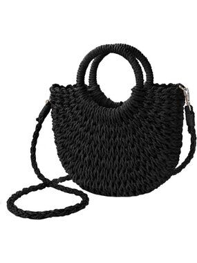 Woven Straw Beach Bag for Womem Top Handle BeigePre Crossbody and Shoulder Strap
